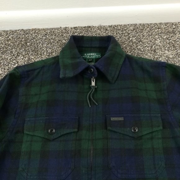 Vintage Ralph Lauren Jacket Blackwatch Plaid Flannel Full Zip P/S Petite Small - Picture 2 of 9